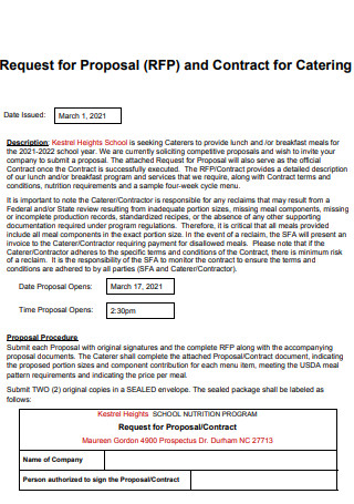 Contract for Catering Request for Proposal