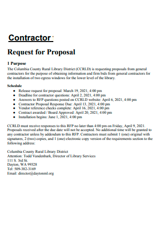 Contractor Request For Proposal Example