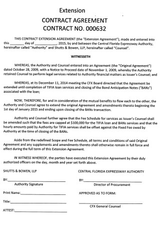 Council Contract Extension Agreement