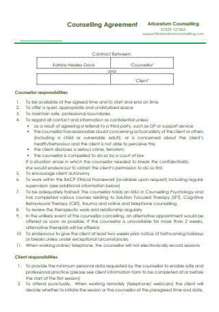 Counselling Agreement Contract