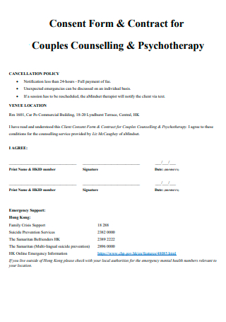 Counselling and Psychotherapy Contract