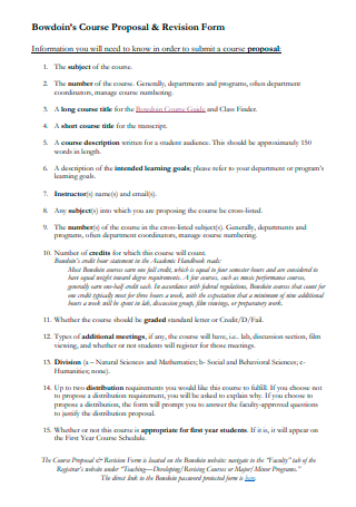 Course Proposal and Revision Form