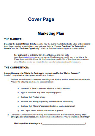 Cover Page Marketing Plan Example