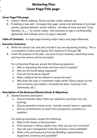 Cover Page Title Marketing Plan