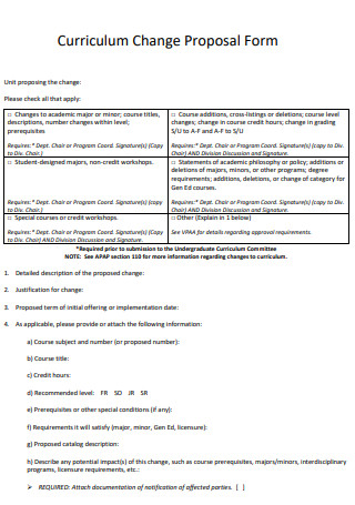 Curriculum Change Proposal Form