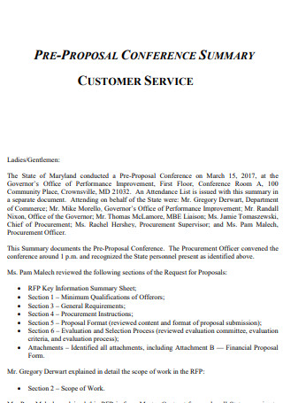 Customer Service Pre Proposal