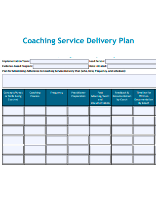 Delivery Coaching Service Plan
