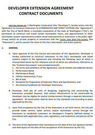 Developer Contract Extension Agreement