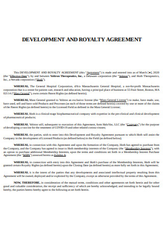Development Royalty Agreement