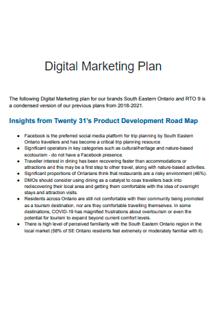 Digital Marketing Plan Example