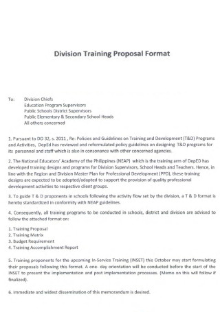 DivisionTraining Proposal Format