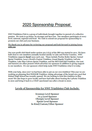 Draft Business Sponsorship Proposal