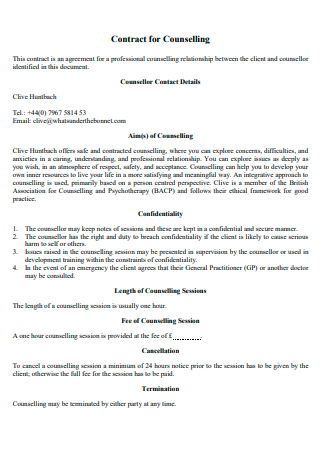 Draft Counselling Contract