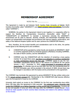 Draft Membership Agreement