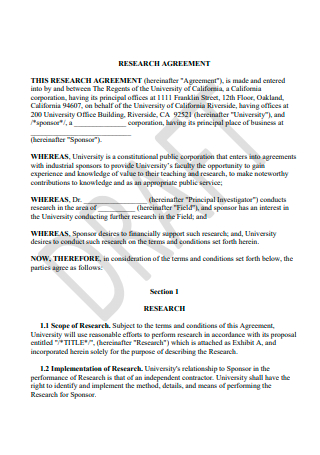 Draft Research Agreement
