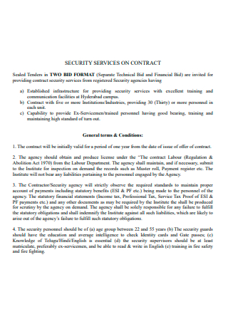 Draft Security Services Contract