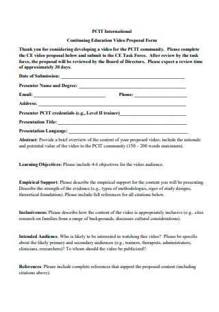 Education Video Proposal Form
