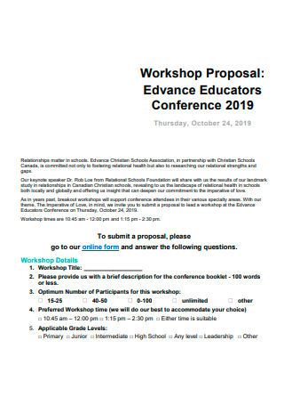 Educators Conference Workshop Proposal