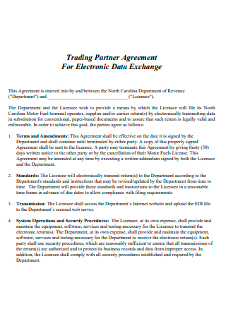 Electronic Data Exchange Trading Partner Agreement