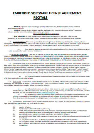 Embedded Software License Agreement