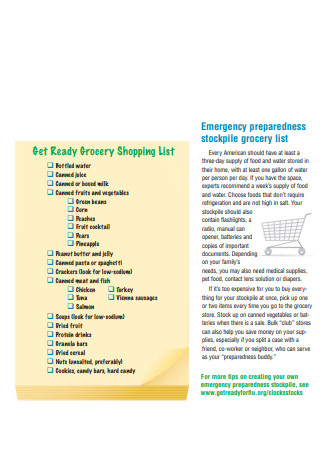 Emergency Quarantine Grocery Shopping List