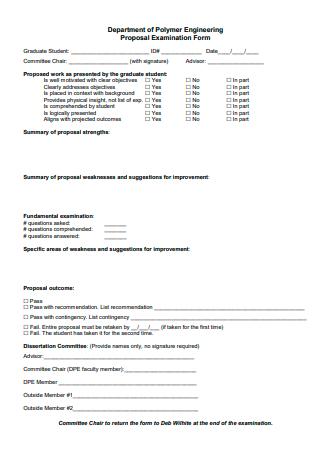 Engineering Proposal Examination Form