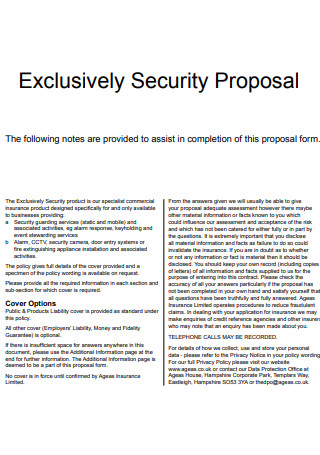 Exclusively Security Proposal