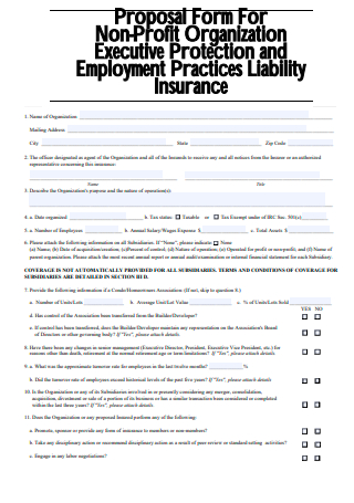 Executive Protection Proposal Form