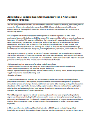 Executive Summary for a New Degree Program Proposal