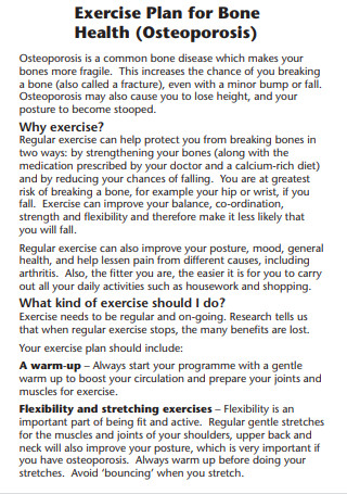 Exercise Plan for Bone Health