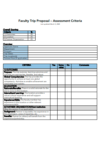 Faculty Trip Proposal
