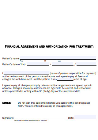 Financial Agreement And Authorization For Treatment