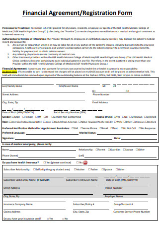 Financial Agreement Registration Form