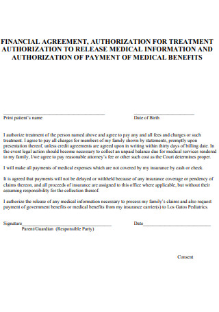Financial Agreement to Release Medical Information