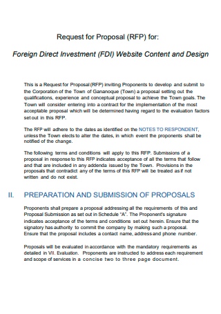 Foreign Direct Investment Request For Proposal