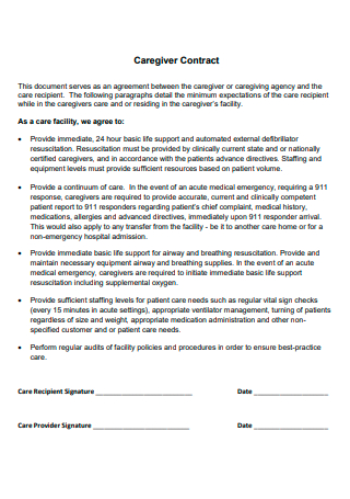 Formal Caregiver Contract