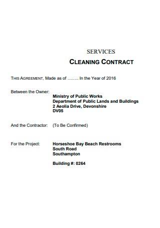 Formal Cleaning Service Contract