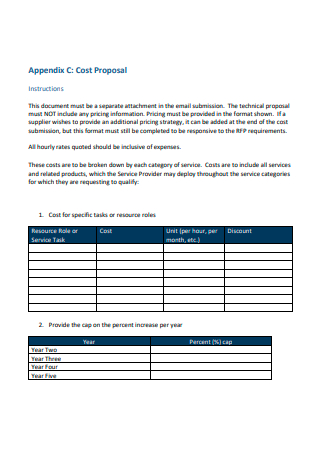 Formal Cost Proposal
