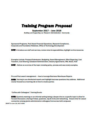Formal Training Program Proposal
