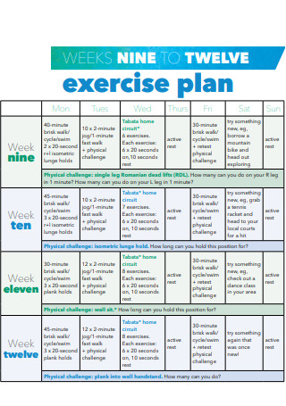 Four Weeks Exercise Plan
