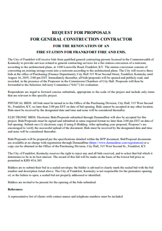 General Construction Contractor Request For Proposal