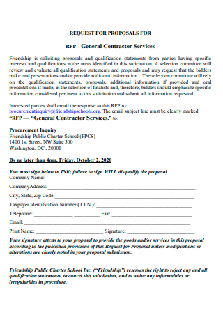 General Contractor Services Request For Proposal