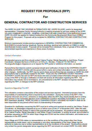 General Contractor and Construction Services Request For Proposal