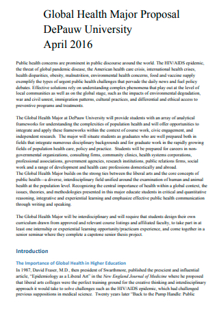 Global Health Major Proposal