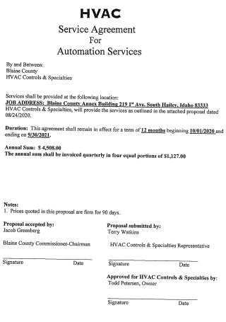 HVAC Automation Service Agreement