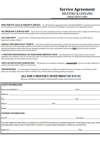 HVAC Service Agreement Enrollment Form