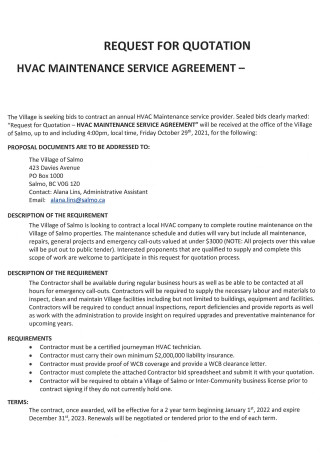 HVAC Service Agreement Template