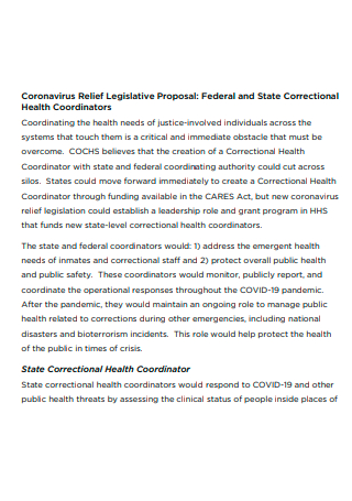 Health Coordinators Legislative Proposal