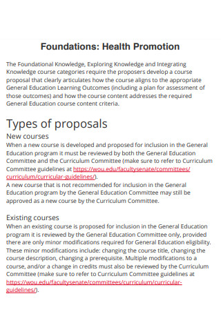 Health Foundations Promotion Proposal 