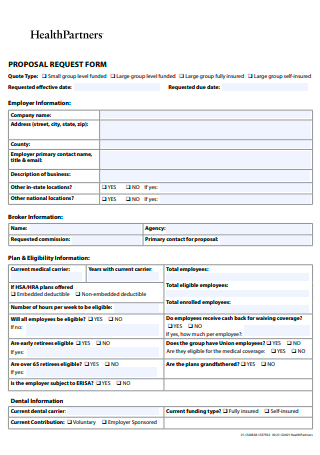 Health Partners Proposal Request Form
